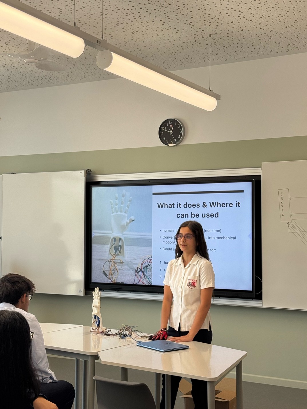 Dubai College student presenting a robotics project at DCSS speaker session